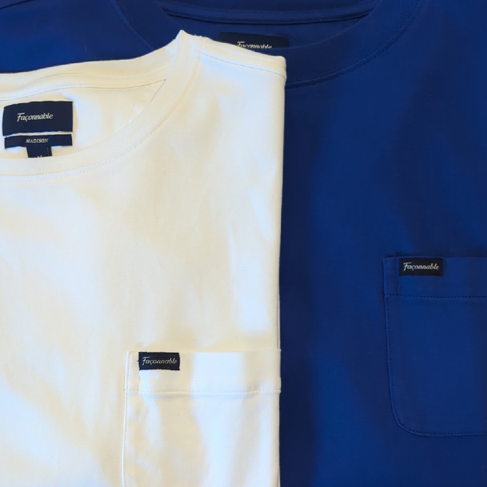 Faconnable Blue and White Short Sleeve Tees